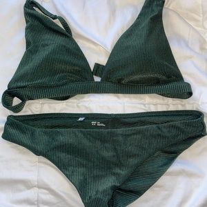 Aerie Green Ribbed Bikini NWOT